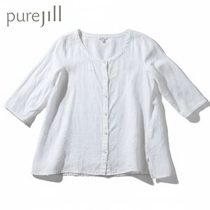 J.Jill 100% Cotton White Button Down Tunic Blouse Style Top Pure Jill | Sz XL